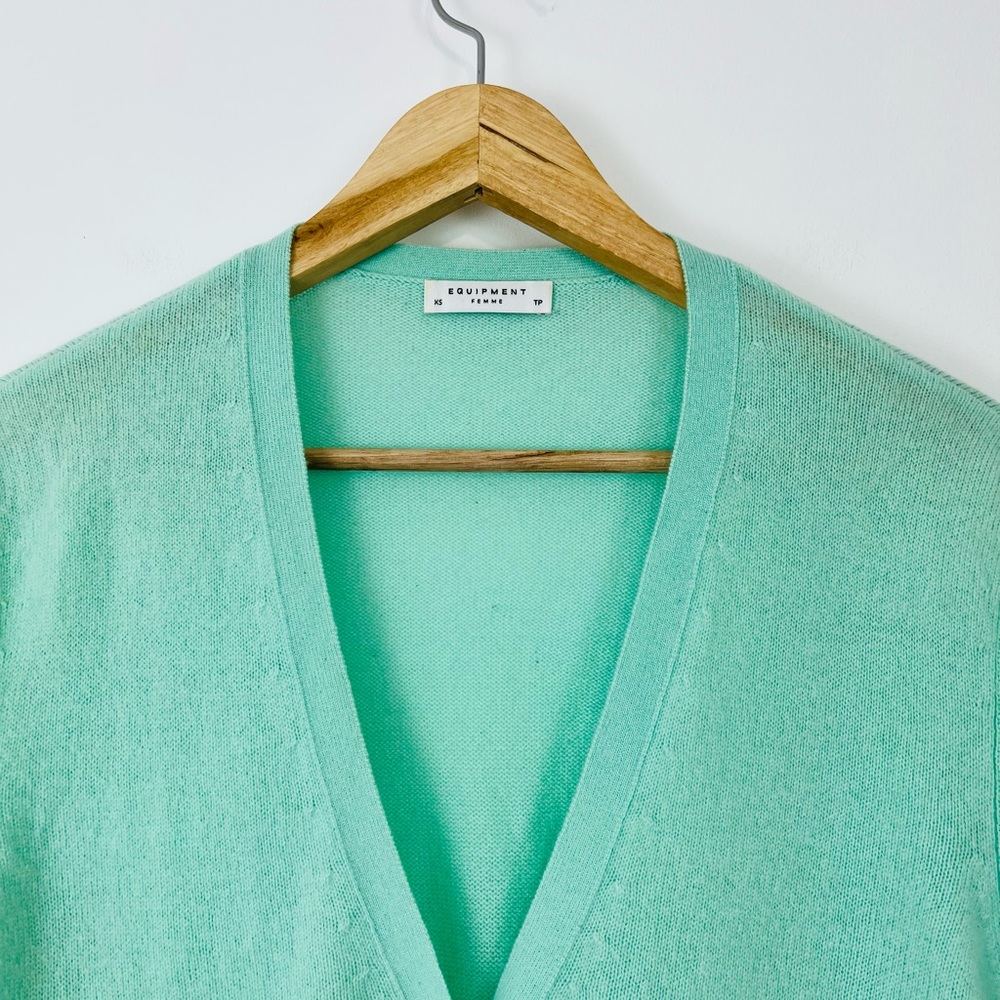Equipment Turquoise Blue 100% Cashmere Knit Relaxed Fit Cardigan UK XS - Picture 3 of 11